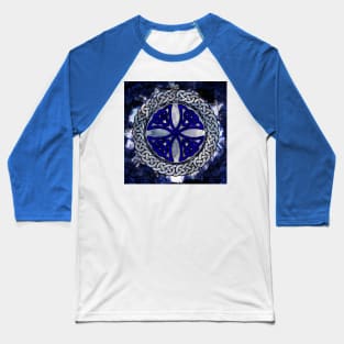 Blue Celtic Shield Knot on Marble Baseball T-Shirt